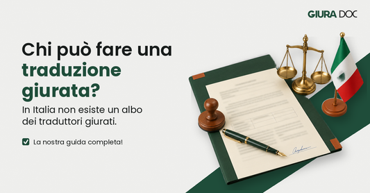 Timbro, penna e verbale di giuramento accanto a un documento tradotto, per la domanda su chi può fare una traduzione giurata in Italia